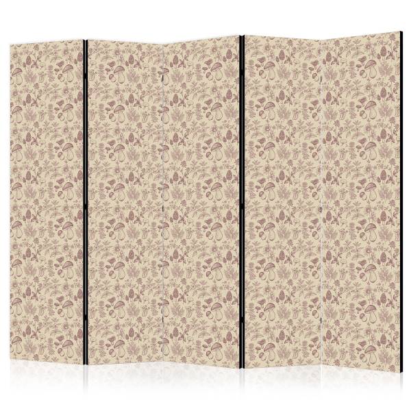 Akustik-Paravent Nature of Forest Vlies auf Massivholz - Beige / Rosa - 225 x 172 cm