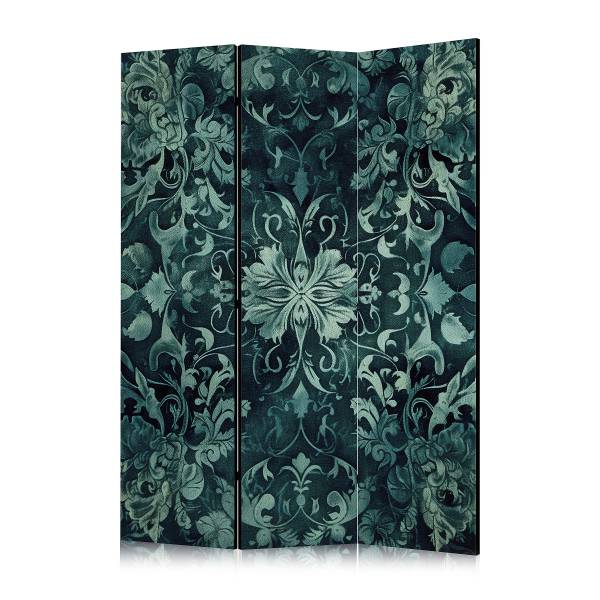 Paravent Oriental Carpet 1-seitig Vlies auf Massivholz - Grün / Beige - 135 x 172 cm