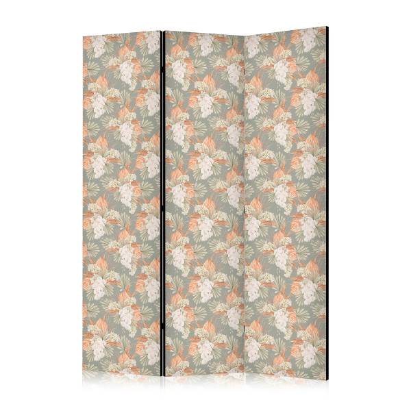 Paravent petits bouquets 1 face intissé sur bois massif - multicolore - 135 x 172 cm