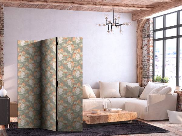 Paravent petits bouquets 1 face intissé sur bois massif - multicolore - 135 x 172 cm