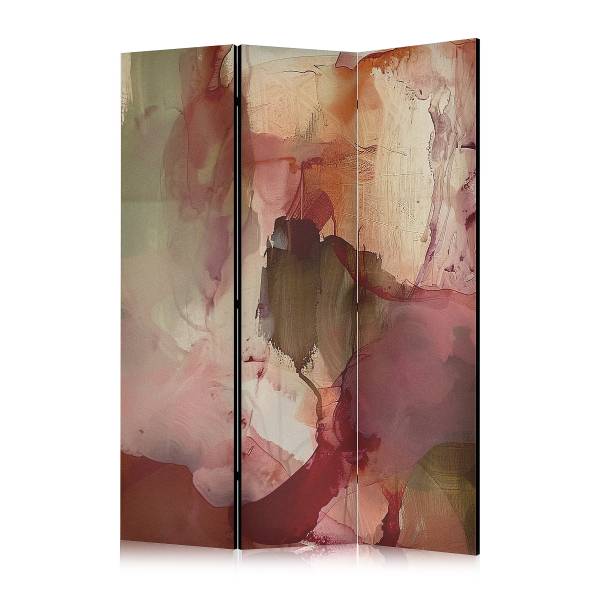 Paravent Rose Abstraction 1-seitig Vlies auf Massivholz - Mehrfarbig - 135 x 172 cm