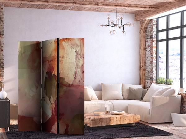 Paravent Rose Abstraction 1-seitig Vlies auf Massivholz - Mehrfarbig - 135 x 172 cm
