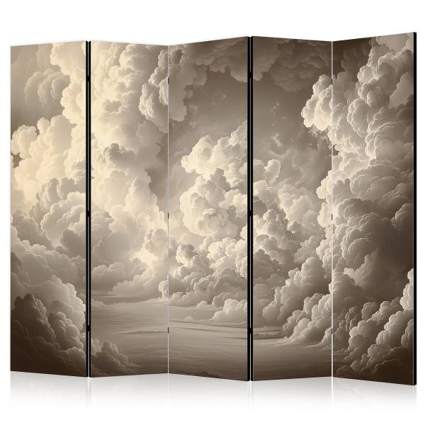 Paravent Whisper of Clouds 1-seitig Vlies auf Massivholz - Beige / Braun - 225 x 172 cm