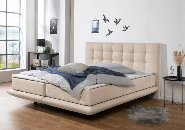 Letto boxspring Onorato Bianco crema - 180 x 200cm - Materasso a molle Bonnell - H2