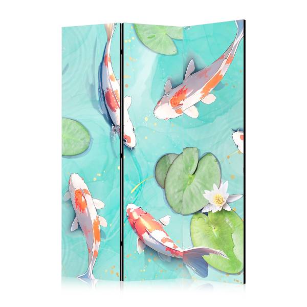 Paravent Spectacular Koi Fish 2-seitig Vlies auf Massivholz - Mehrfarbig - 135 x 172 cm