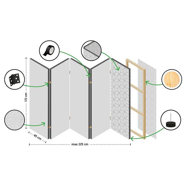 Paravent Spectacular Koi Fish 2-seitig Vlies auf Massivholz - Mehrfarbig - 135 x 172 cm