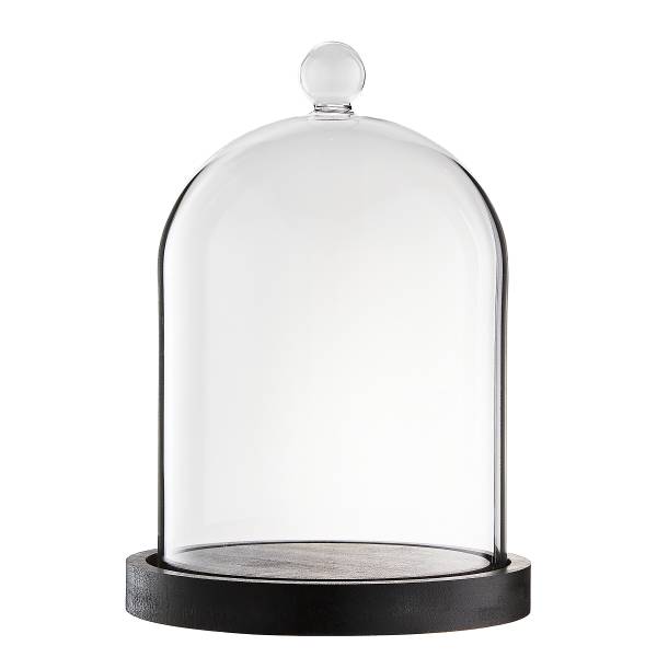 Glasglocke DOME für Duftkerzen Borosilikatglas/MDF - Schwarz