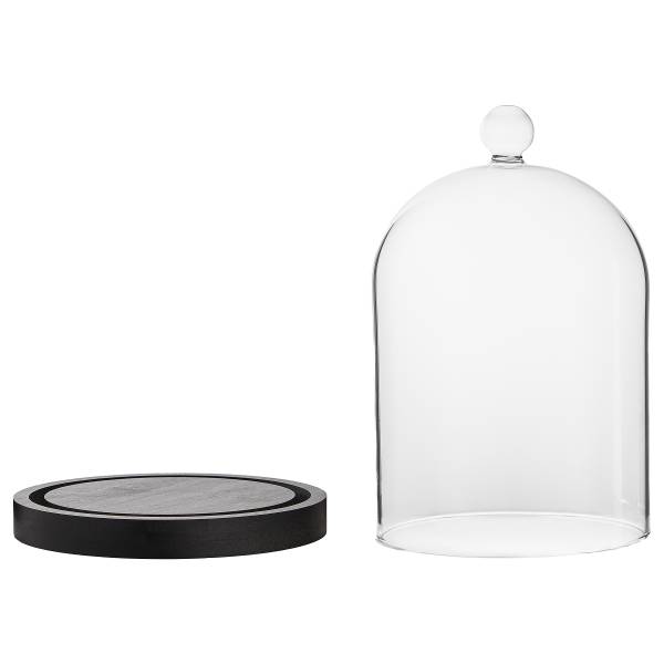 Glasglocke DOME für Duftkerzen Borosilikatglas/MDF - Schwarz