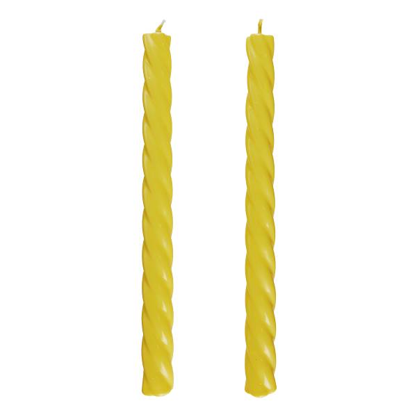 Set di 2 candele TWISTED Paraffina - Giallo pastello - Giallo pastello
