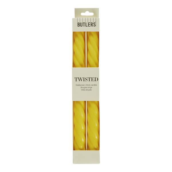 Set di 2 candele TWISTED Paraffina - Giallo pastello - Giallo pastello