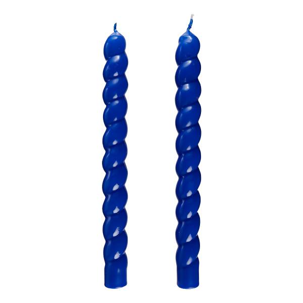 Bougies longues TWISTED - Lot de 2 Paraffine / Cire de soja - Bleu