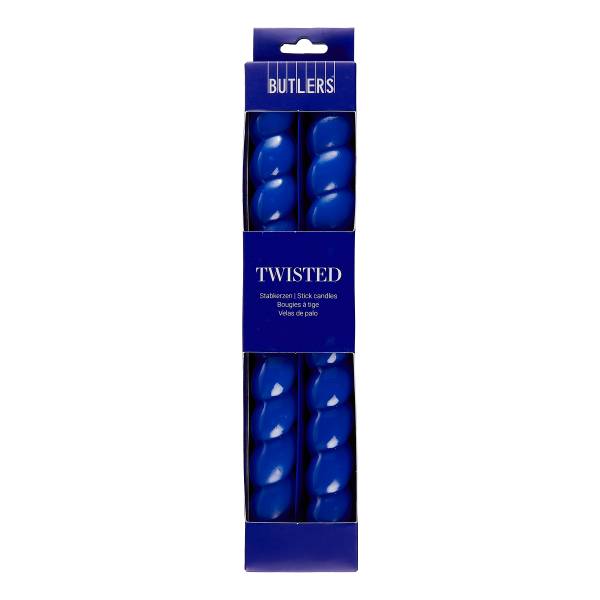 Bougies longues TWISTED - Lot de 2 Paraffine / Cire de soja - Bleu