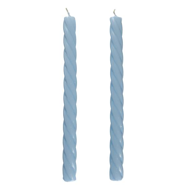 Bougies longues TWISTED - Lot de 2 Paraffine - Bleu clair - Bleu clair