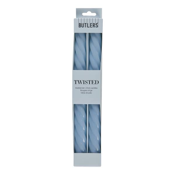 Bougies longues TWISTED - Lot de 2 Paraffine - Bleu clair - Bleu clair