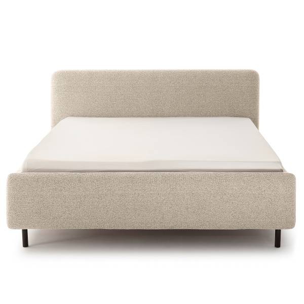 Lit capitonné Primo Tissu structuré Purna: Beige - 180 x 200cm