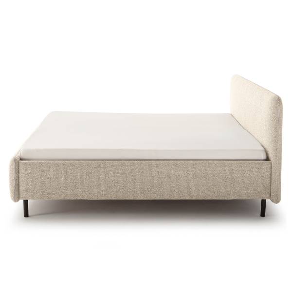 Lit capitonné Primo Tissu structuré Purna: Beige - 180 x 200cm