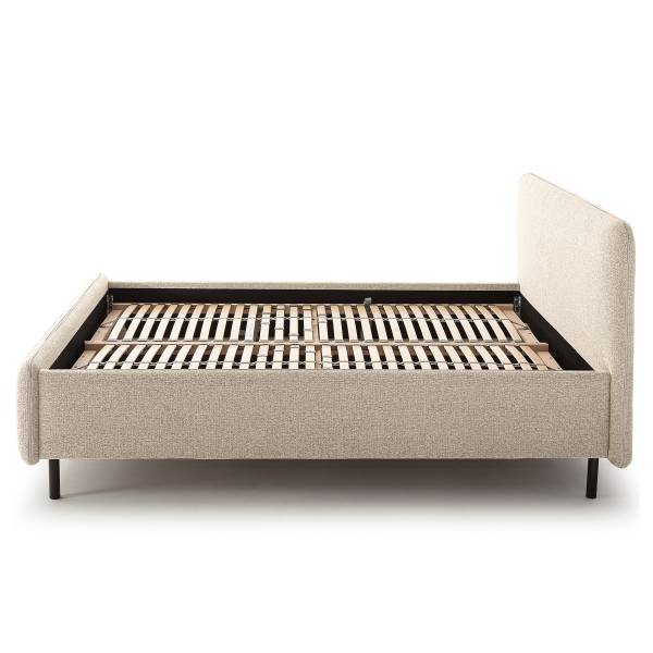 Lit capitonné Primo Tissu structuré Purna: Beige - 180 x 200cm