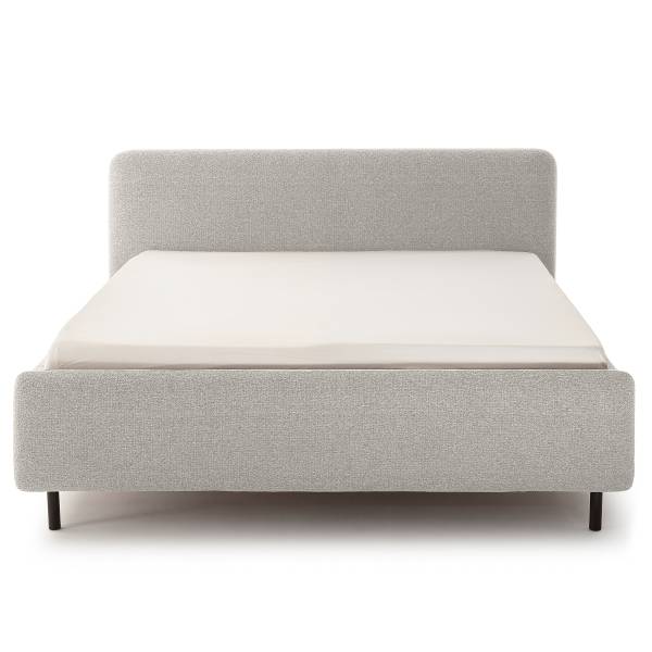 Lit capitonné Primo sommier à lattes Tissu structuré Purna: Blanc - Gris - 180 x 200cm