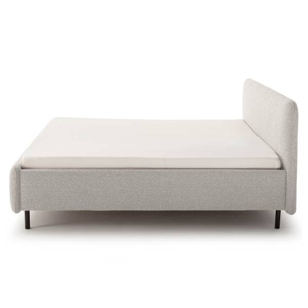 Lit capitonné Primo sommier à lattes Tissu structuré Purna: Blanc - Gris - 180 x 200cm