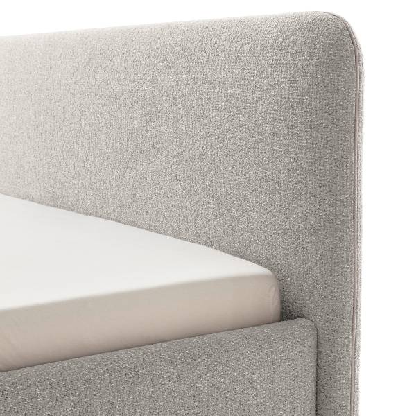 Lit capitonné Primo sommier à lattes Tissu structuré Purna: Blanc - Gris - 180 x 200cm