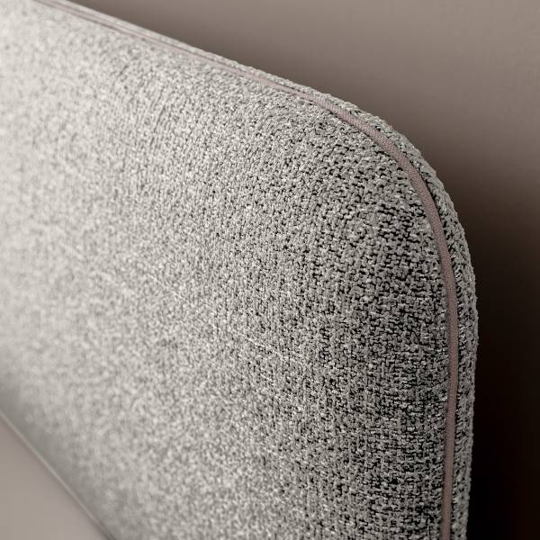 Lit capitonné Primo sommier à lattes Tissu structuré Purna: Blanc - Gris - 180 x 200cm