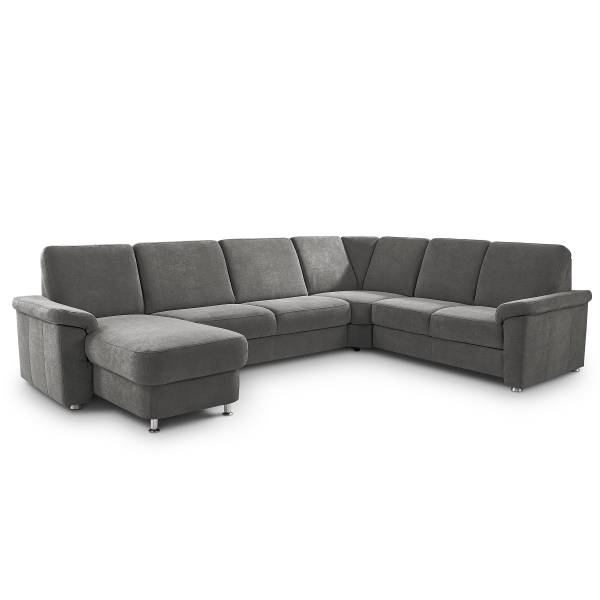Wohnlandschaft Claraz Microfaser Chandi: Blaugrau - Longchair davorstehend links - Ohne Kopfstütze