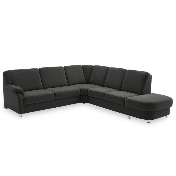 Divano Palta con funzione letto opz. Microfibra Enja: antracite - Penisola preimpostata a destra - Senza funzione letto