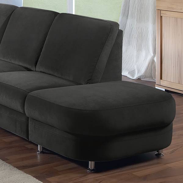 Divano Palta con funzione letto opz. Microfibra Enja: antracite - Penisola preimpostata a destra - Senza funzione letto