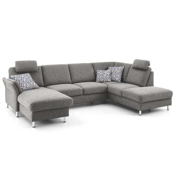 funzione letto opzionale Tessuto Unni: grigio acciaio - Longchair preimpostata a sinistra / penisola a destra - Funzione letto