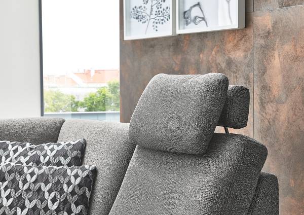 funzione letto opzionale Tessuto Unni: grigio acciaio - Longchair preimpostata a sinistra / penisola a destra - Funzione letto