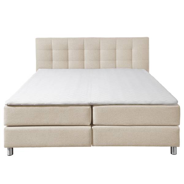 Letto boxspring Biglini Tessuto Norana: crema - 200 x 200cm - Materasso a molle Bonnell - H2