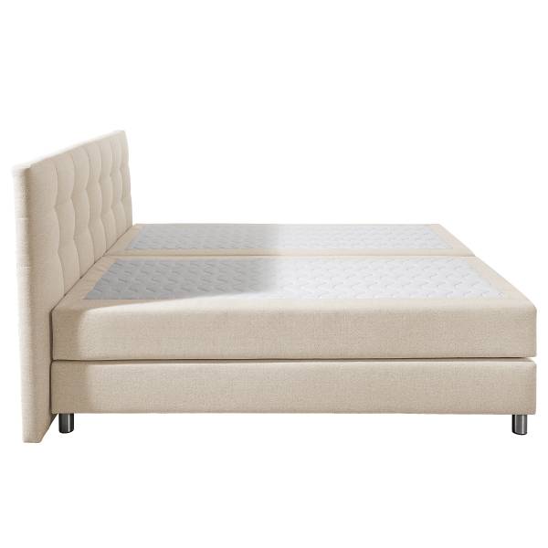 Letto boxspring Biglini Tessuto Norana: crema - 200 x 200cm - Materasso a molle Bonnell - H2
