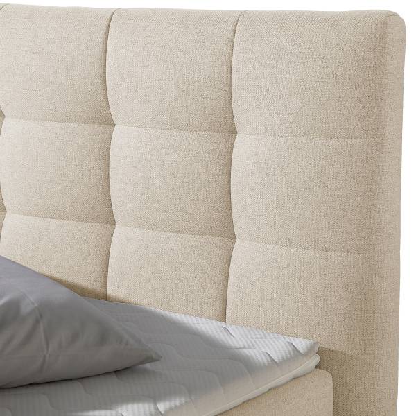 Letto boxspring Biglini Tessuto Norana: crema - 200 x 200cm - Materasso a molle Bonnell - H2