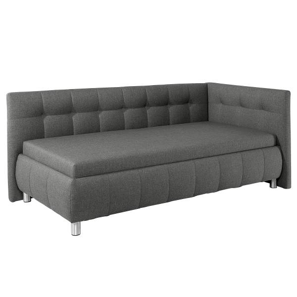 Polsterbett Obbligo Grau - 100 x 200cm - Ausrichtung rechts - Mit Kopfteil - Mit Lattenrost & Matratze