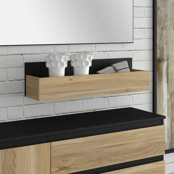 Étagère murale Foxhole Noir / Imitation chêne Mauvella