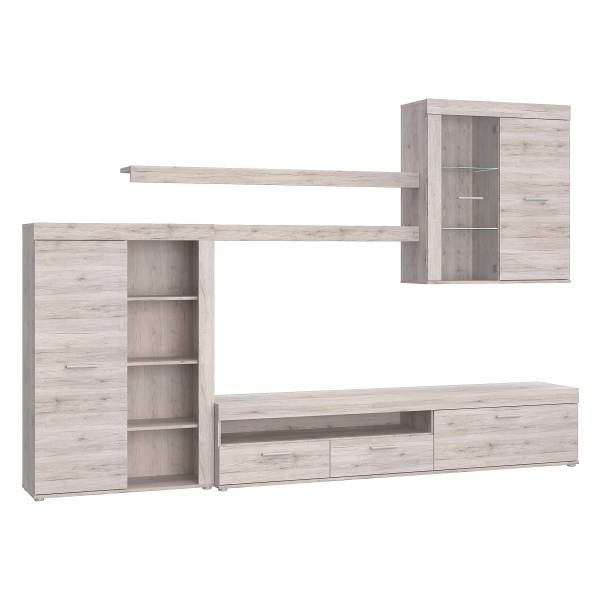 Wandmeubelset Nizu 4-delig zandkleurige eikenhouten look