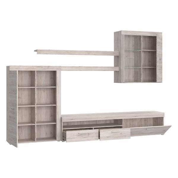 Wandmeubelset Nizu 4-delig zandkleurige eikenhouten look
