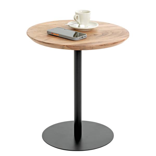 Bijzettafel Zakres type B zwart - acacia - plaatstaal - 40 x 45 x 40 cm