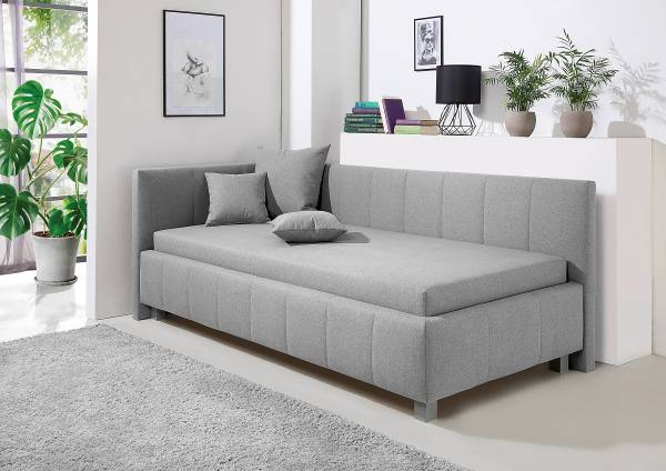 Gästebett Grangie Webstoff Ramse: Grau - 100 x 200cm - Ausrichtung links - Ohne Lattenrost