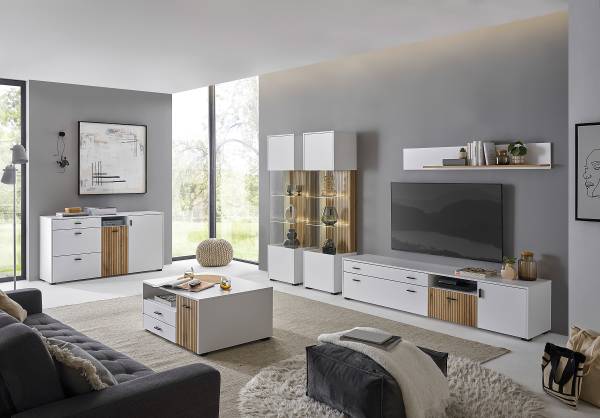 Couchtisch Habuta Weiß / Eiche Evoke Dekor