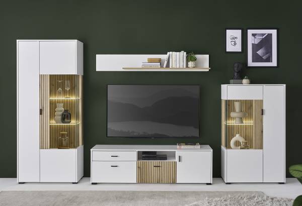 Ensemble mural Habuta  - 4 éléments Blanc / Imitation chêne Evoke