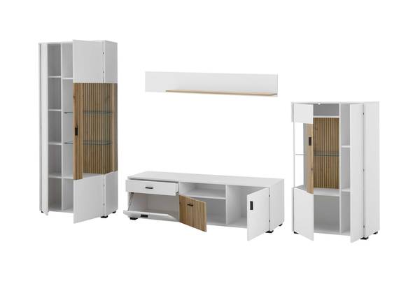 Ensemble mural Habuta  - 4 éléments Blanc / Imitation chêne Evoke