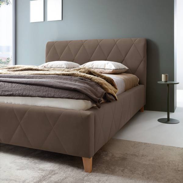 Letto imbottito contenitore Lubicz Velluto Vaia: marrone scuro - 180 x 200cm