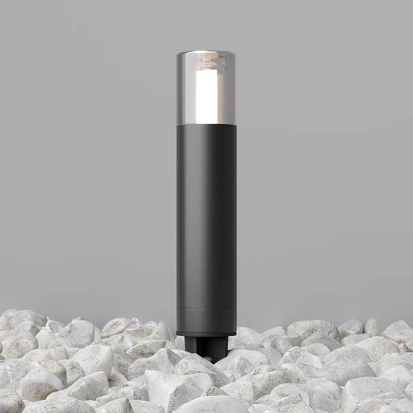 Borne lumineuse Glide Verre transparent / Aluminium - 1 ampoule