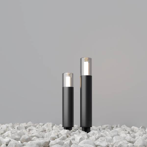Borne lumineuse Glide Verre transparent / Aluminium - 1 ampoule