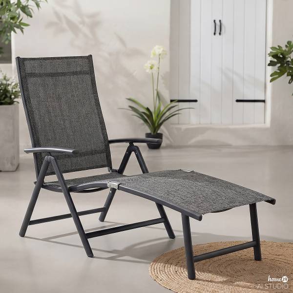 Gartenliege Lindy 2er-Set Aluminium / Textilene - Grau