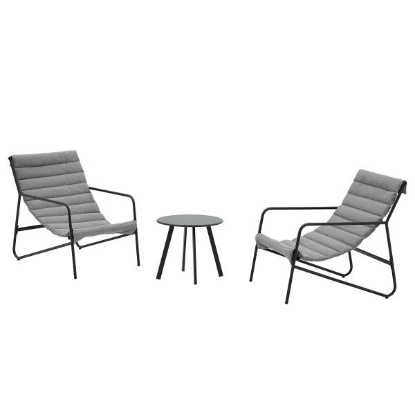 Balkonset Wink 3-teilig Stahl / Bouclé - Anthrazit