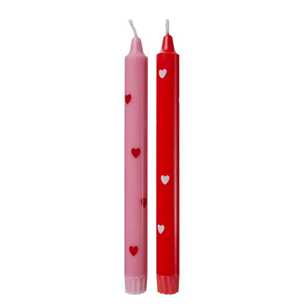 Staafkaars ART BOUGIE Hart set van 2 stearine - rood