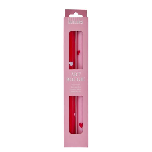 Staafkaars ART BOUGIE Hart set van 2 stearine - rood