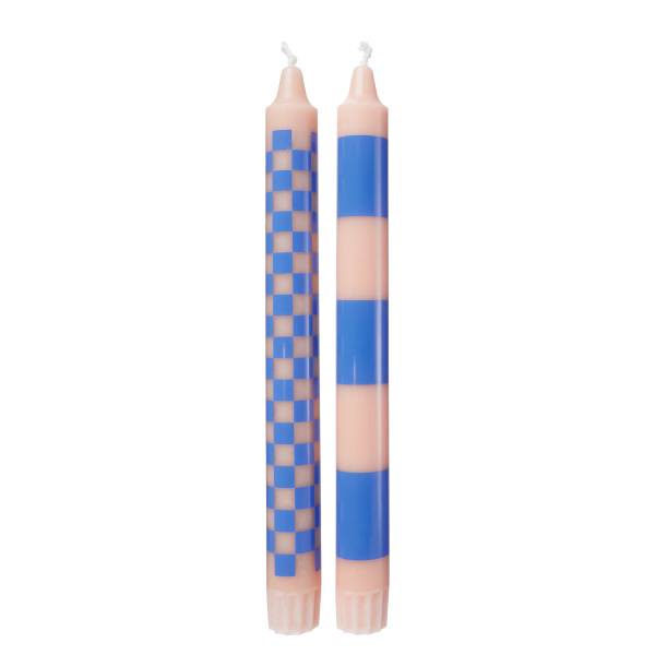 Set di 2 candele ART BOUGIE Check Stearina - Blu